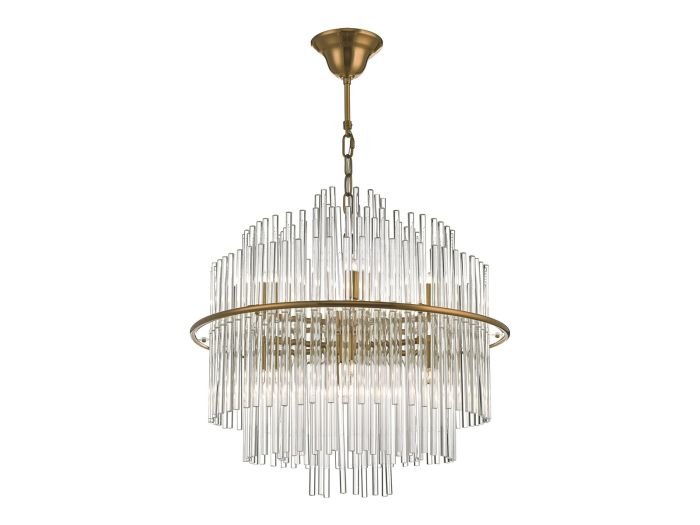 Lukas 13 light pendant (brushed antique gold/clear glass)