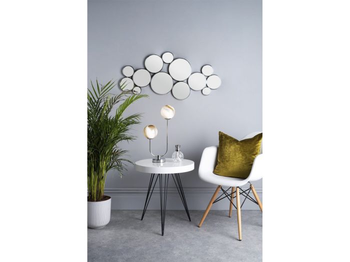 Mikara 2 light table lamp (marble effect glass/polished chrome)