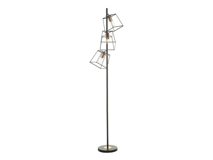 Tower 3 light floor lamp (black and copper)