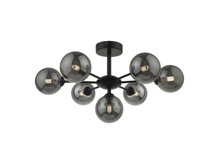 Cohen 7 light semi flush (matt black smoked glass)