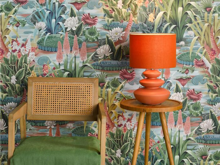 Discus Ceramic table lamp orange with shade