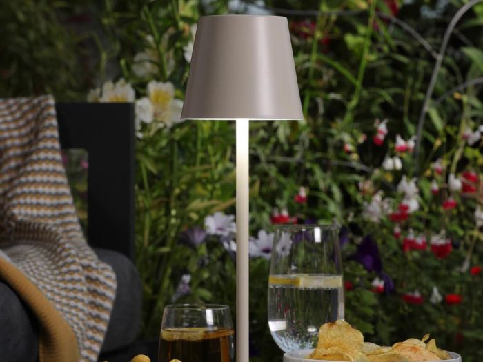 Derrick Rechargeable outdoor table lamp (satin taupe)