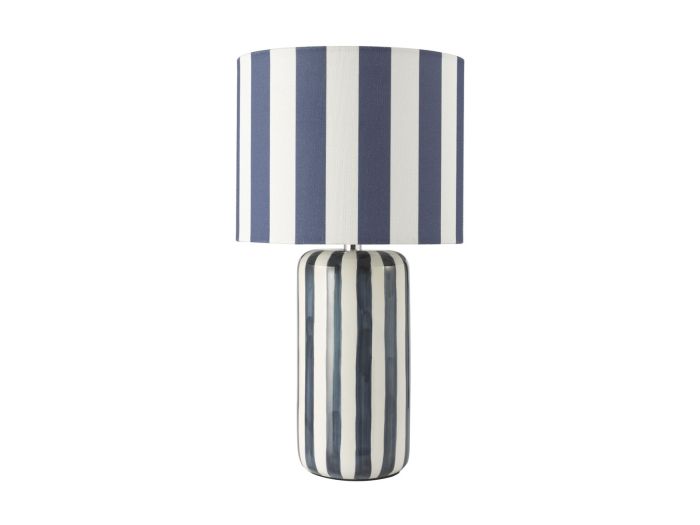 Cicada Table lamp blue ceramic and polished chrome with shade