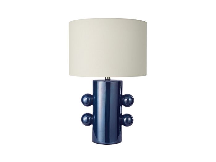 Tisha Table lamp blue ceramic and antique brass with shade