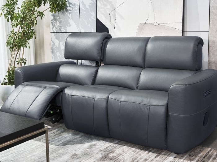 Cannes 3 seater (double power recliner + headrest) (with bluetooth speakers) - type 60/S Leather
