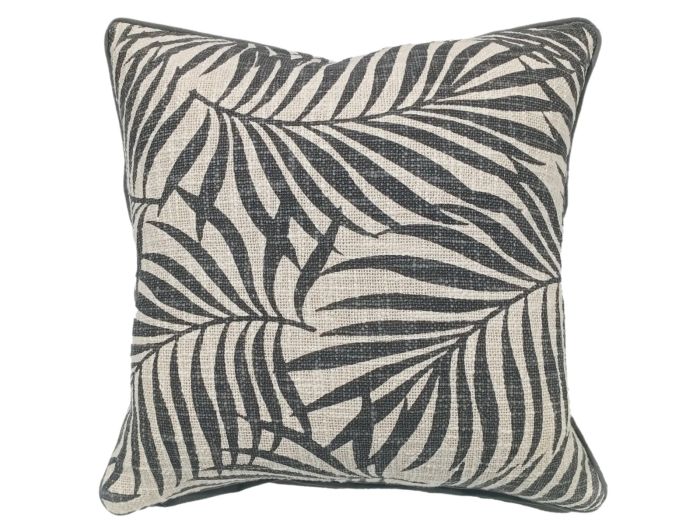 Cushions (New) Leaf print - loose weave black (45x45)