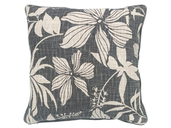 Cushions (New) Floral print - loose weave black (45x45)