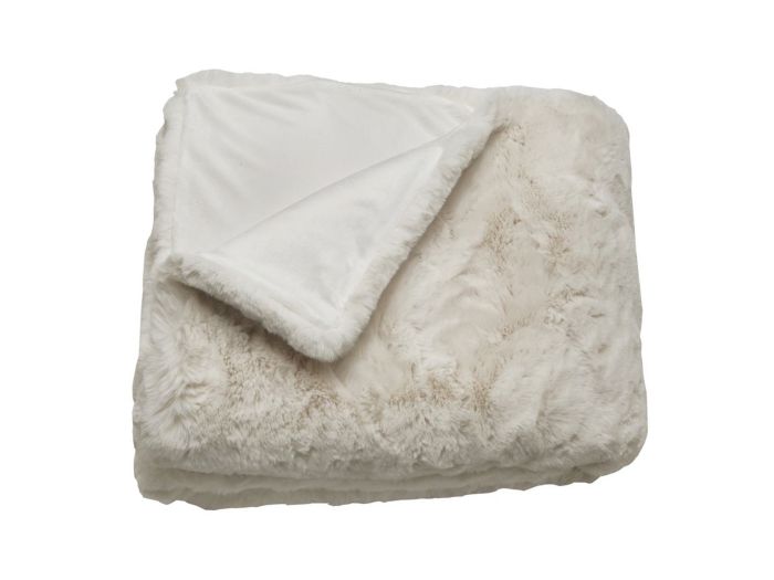 Throws Luxury faux rabbit throw (white) (150x180)