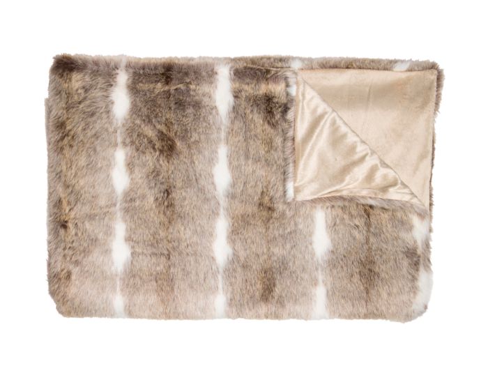 Throws Natural faux fur with white stripes (150x200)