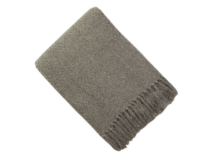 Throws Plain diamond weave charcoal throw (130x180)