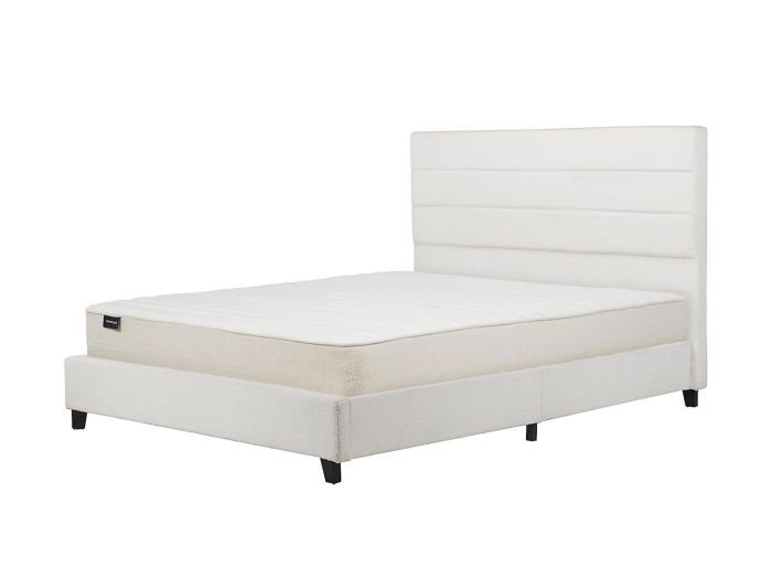 George King size bed Boucle White