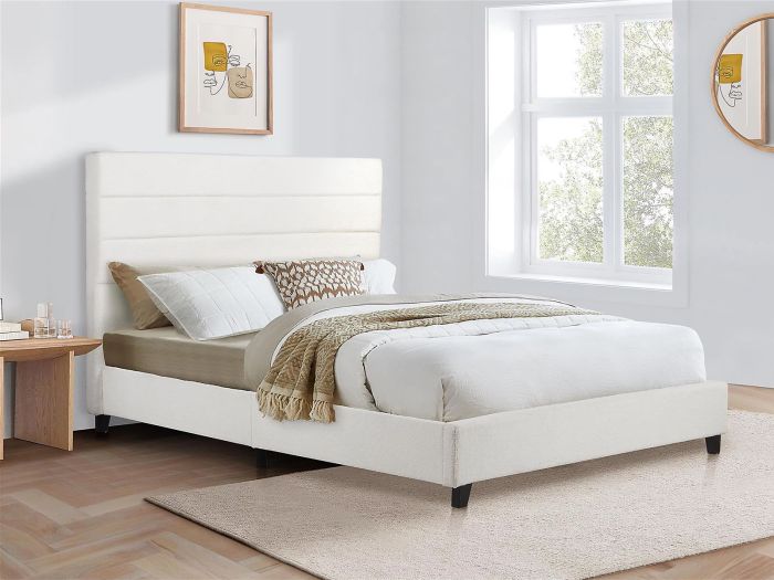 George King size bed Boucle White
