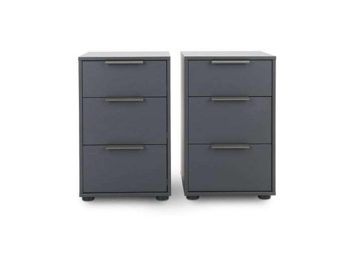 Denver Bedside cabinet 2.5 drawers in graphite (pair)