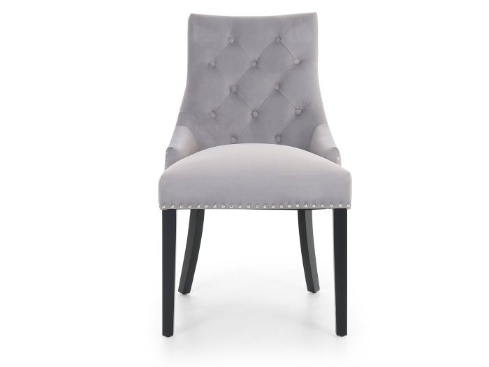 Robyn Luxe Dining chair (silver velvet) (black legs)
