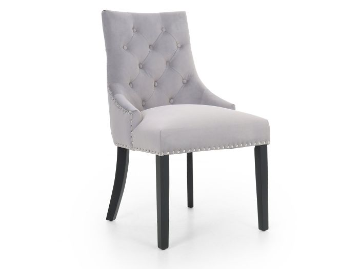 Robyn Luxe Dining chair (silver velvet) (black legs)