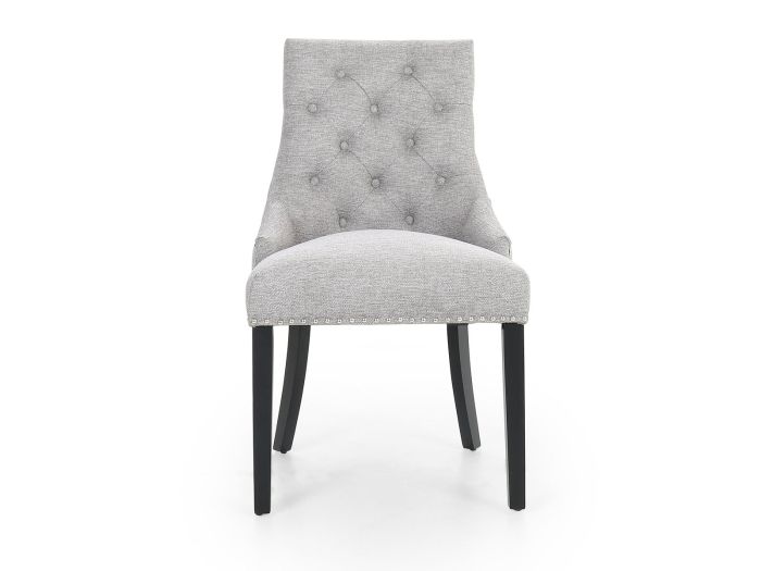 Robyn Classic Dining chair with antique nickel studs (silver) (black legs)