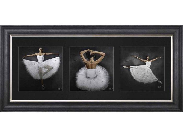 Wall Art 3 Ballerinas (black/grey) (115x55cm)