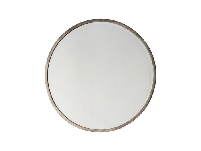 Selenite Round Antique Silver Mirror
