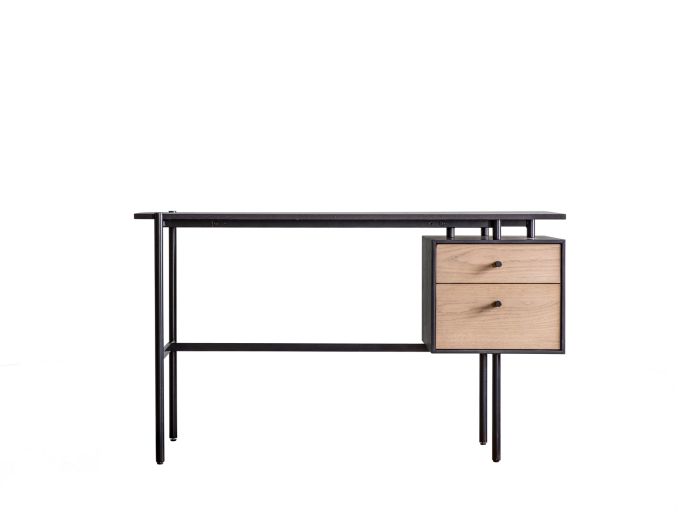 Garnet 2 drawer desk (Black/Natural