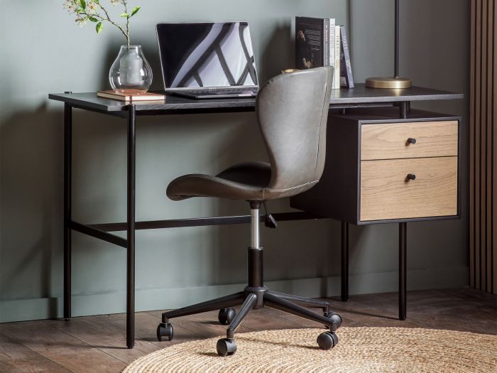 Garnet 2 drawer desk (Black/Natural