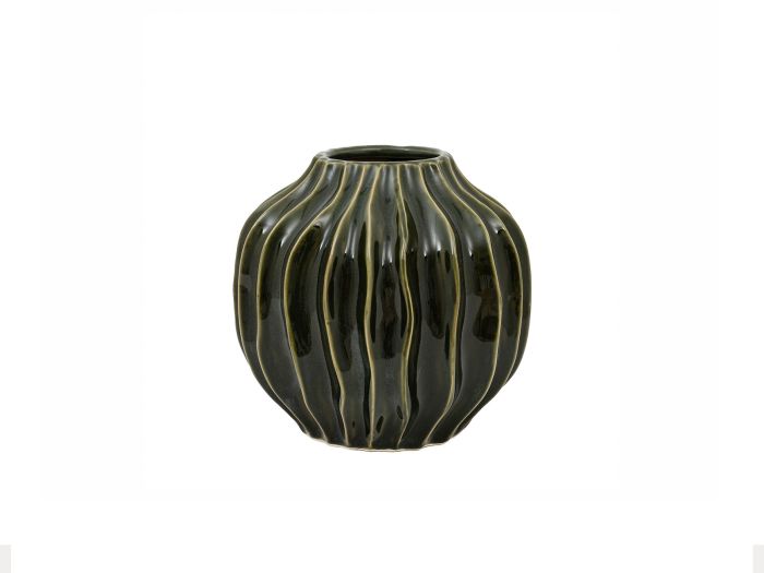 Organic Ribbed small vase Olive