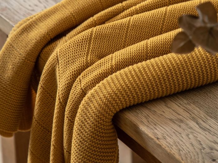 Florence Knit throw Mustard