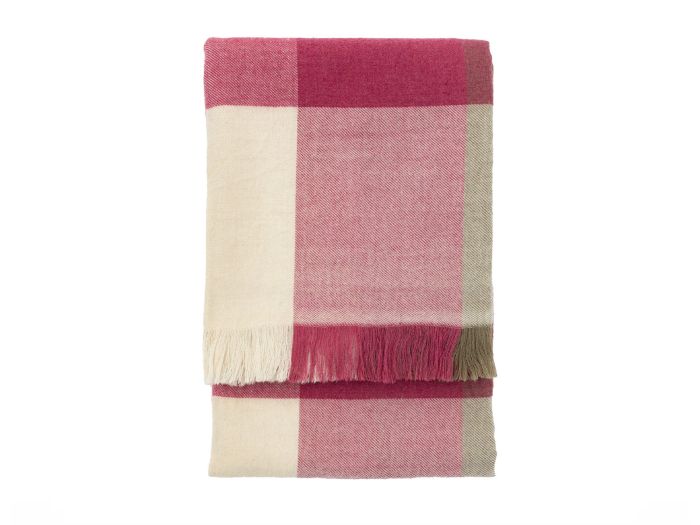 Dursley Check throw Cranberry and Olive