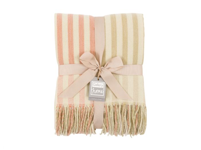 Lille Jacquard stripe throw Sage and Rust