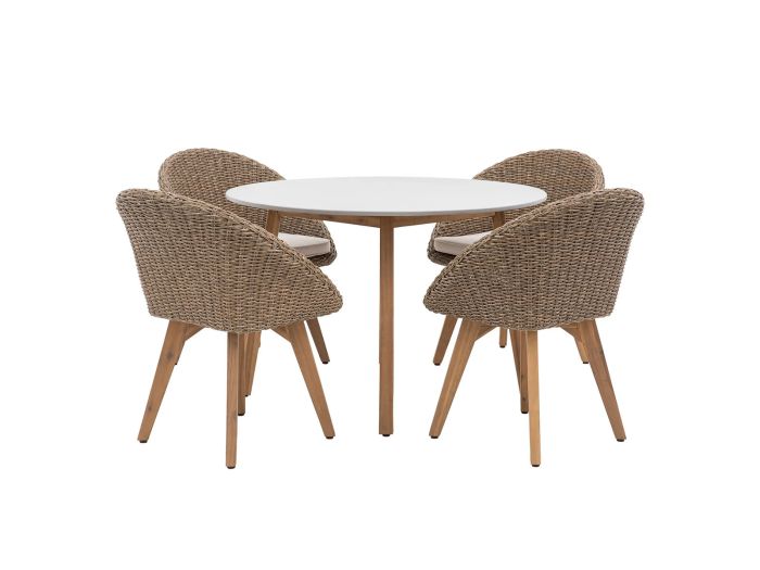 Oatley 4 seater round dining set (Natural)