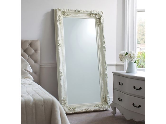 Mirrors Carved Louis Leaner Mirror Cream 69x35