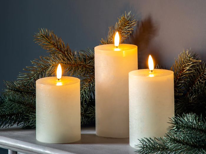 Accessories LED candle rustic ivory (set of 3)