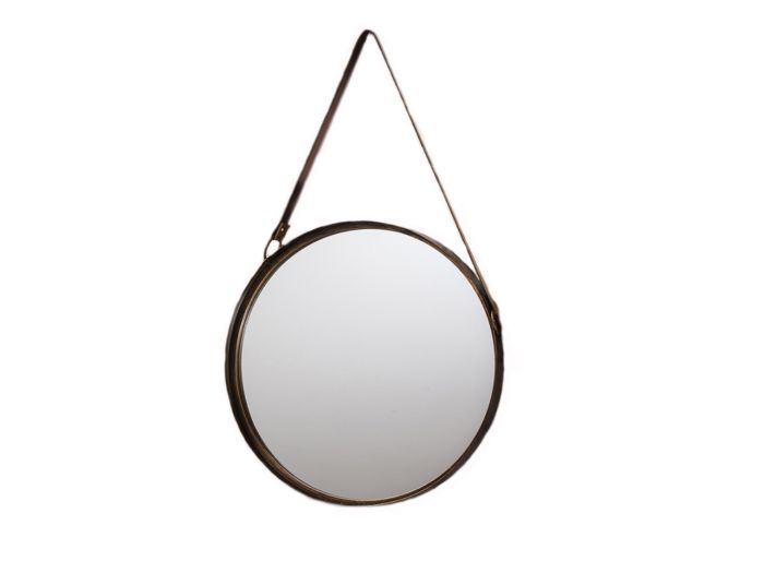 Jade Mirrors with leather hanging straps (pair of)