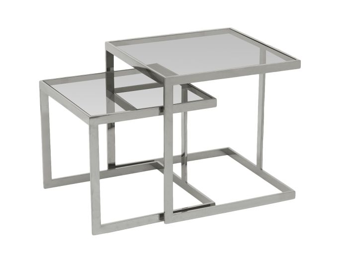 Nestle Nest of tables (Chrome/Clear Glass)