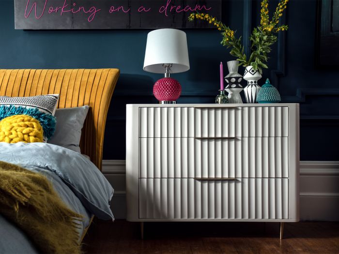 Lilian 3 drawer chest (grey and brass)
