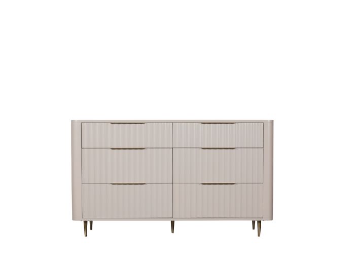 Lilian 6 drawer wide chest (grey and brass)