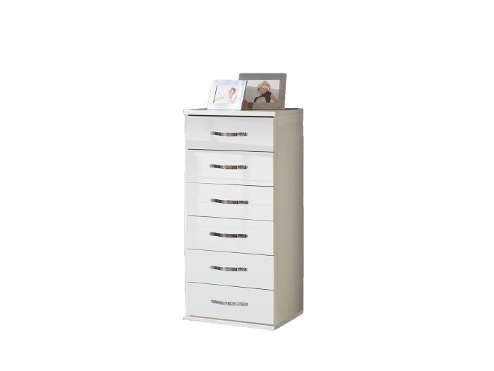 Bremen 6 drawer chest (white gloss)