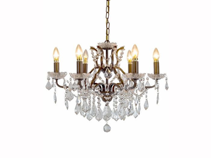 Chandeliers 6 Branch Shallow Bronze Glass Chandelier
