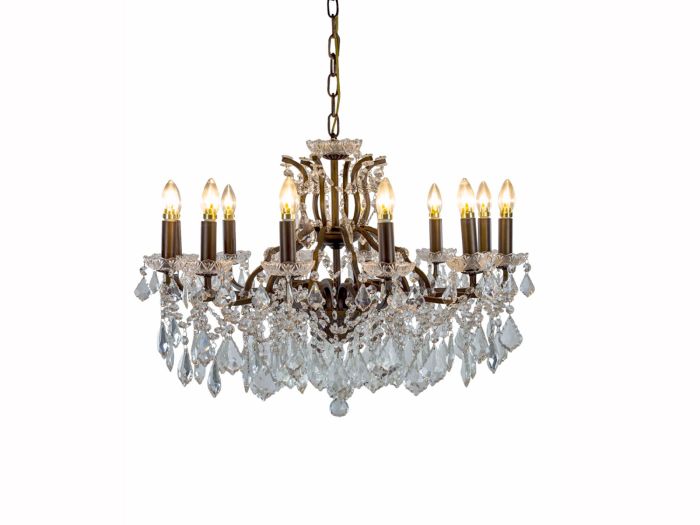 Chandeliers 12 Branch Shallow Bronze Glass Chandelier