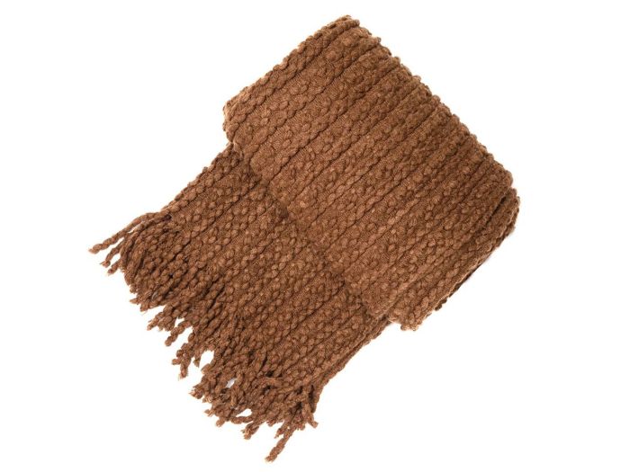 Throws Chocolate barley twist throw with tassels (130x180)