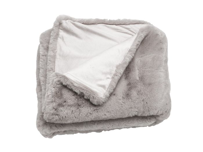 Throws Luxury faux rabbit throw (grey) (150x180)