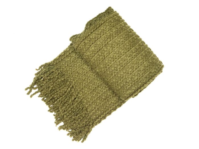 Throws Olive barley twist throw with tassels (130x180)