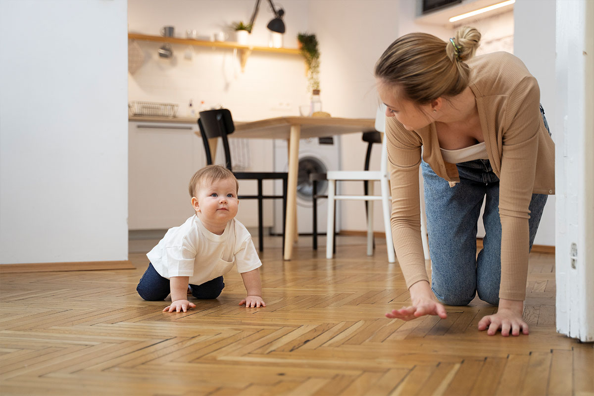 Herringbone flooring suited to family homes