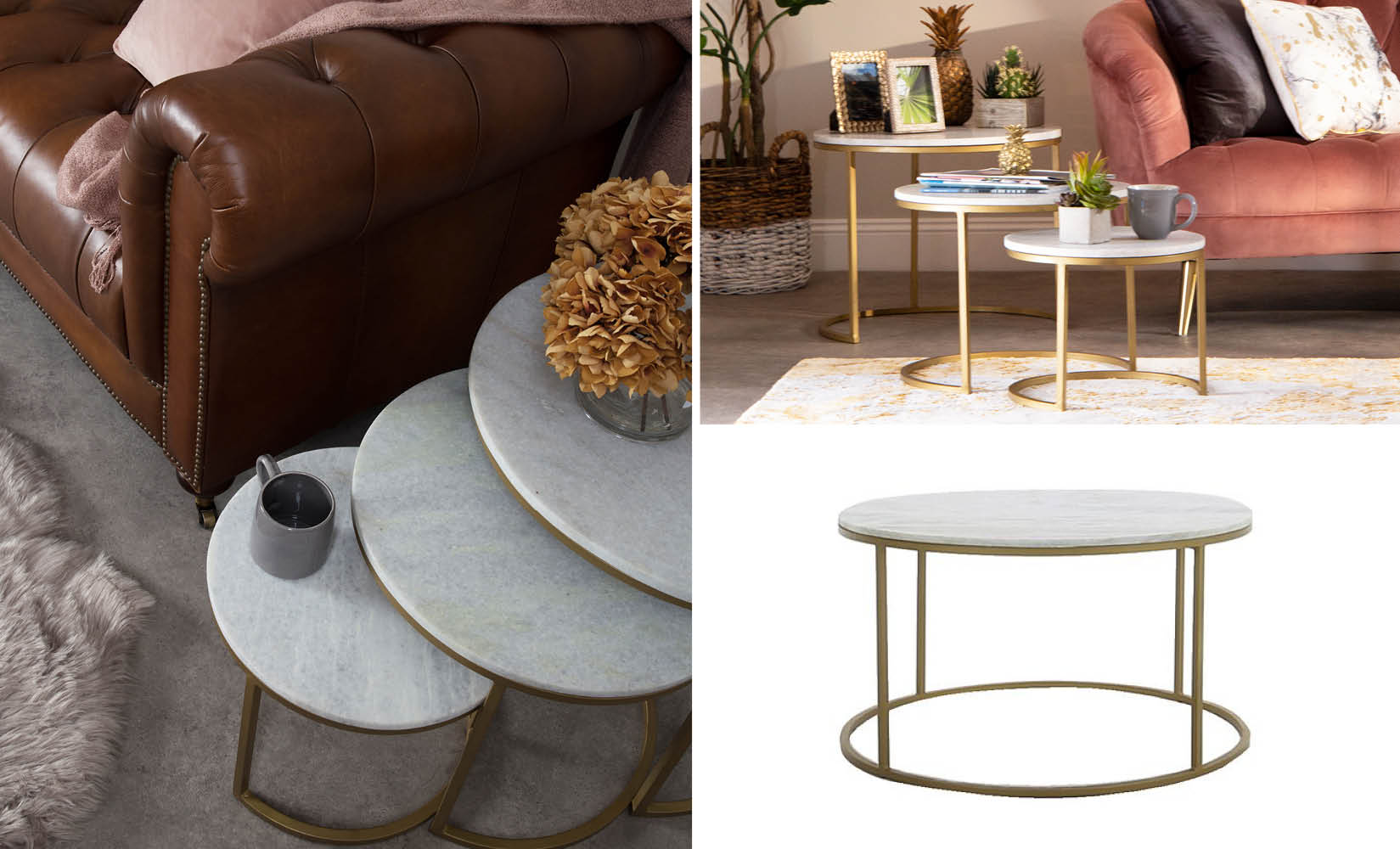 Tree tops Marble Nest of tables and coffee table